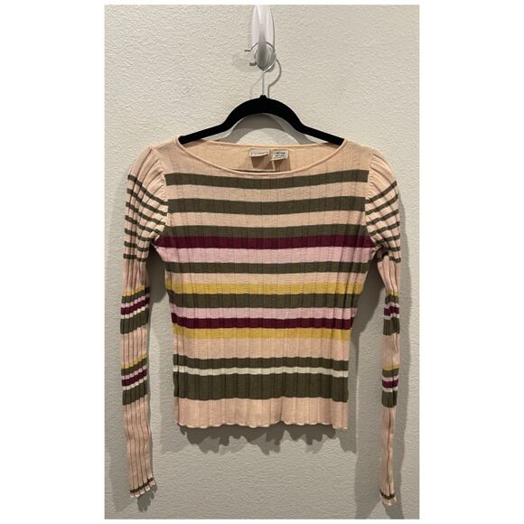 ARIZONA Round Neck Striped Long Sleeve Vintage Sweatshirt - Picture 1 of 3